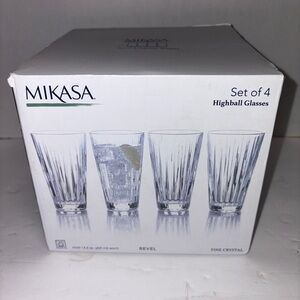 Set Of 4 Mikasa Revel Fine Crystal Highball Glasses